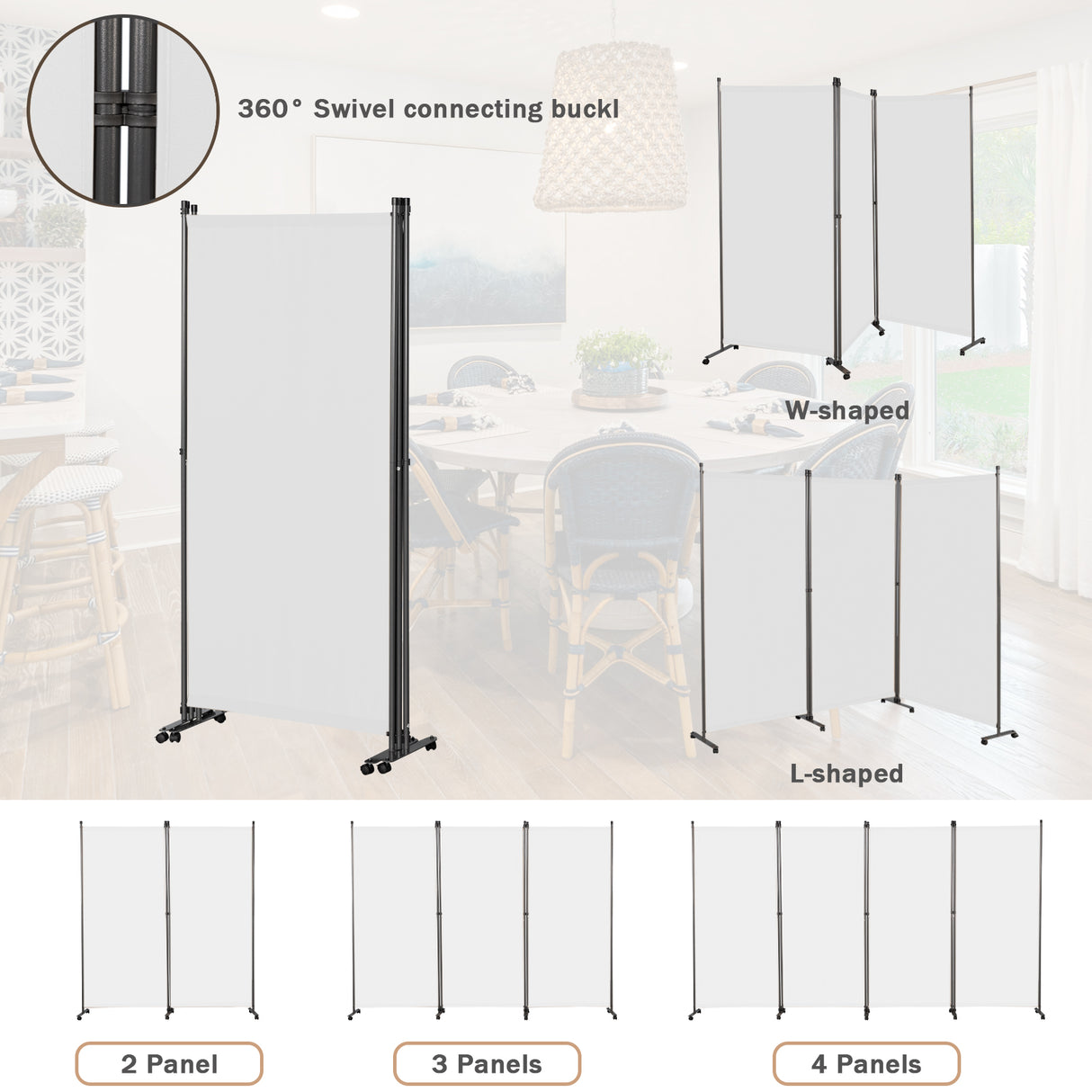 Angel Living Paravent Raumteiler 3 Teilig 243x180 cm, Faltbare Trennwand Spanische Wand, Dekorativer Paravent als Raumtrenner für Wohnzimmer Büro Balkon