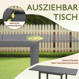 Angel Living Ausziehbarer Gartentisch, Ausziehbarer Außentisch aus Aluminium und Stahl, Gartenmöbel für Balkone und Terrassen, ausziehbar bis 160 cm, 80 x 80 x 75 cm, Dunkelgrau