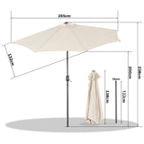 Angel Living 2.7M Halber Sonnenschirm mit Kurbel und Neigbar, UV-Schutz Marktschirm für Terrasse,Poolbereich,Balkon & Garten