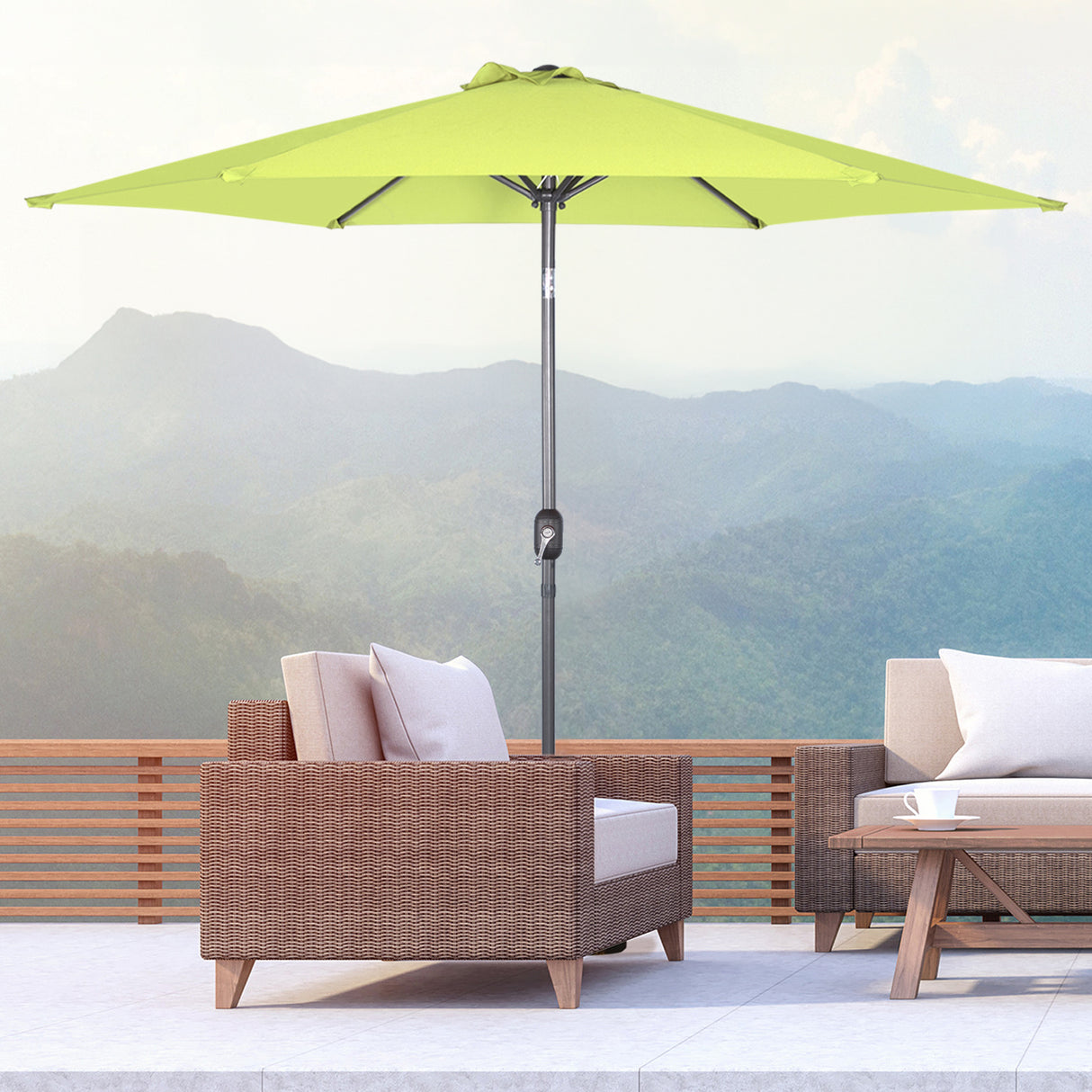 Angel Living Sonnenschirm Ø 300 cm Gartenschirm Marktschirm Terrassenschirm Taupe Rund Sonneschirm Sonnenschutz aus Metall und Polyester UV50+