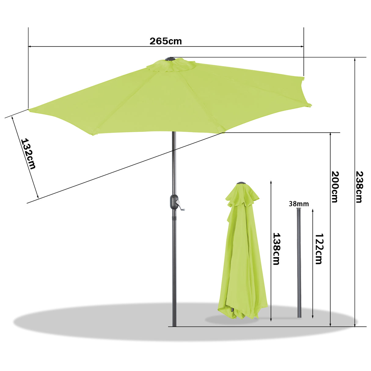 Angel Living 2.7M Halber Sonnenschirm mit Kurbel und Neigbar, UV-Schutz Marktschirm für Terrasse,Poolbereich,Balkon & Garten