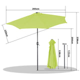 Angel Living 2.7M Halber Sonnenschirm mit Kurbel und Neigbar, UV-Schutz Marktschirm für Terrasse,Poolbereich,Balkon & Garten