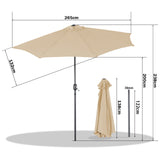 Angel Living 2.7M Halber Sonnenschirm mit Kurbel und Neigbar, UV-Schutz Marktschirm für Terrasse,Poolbereich,Balkon & Garten