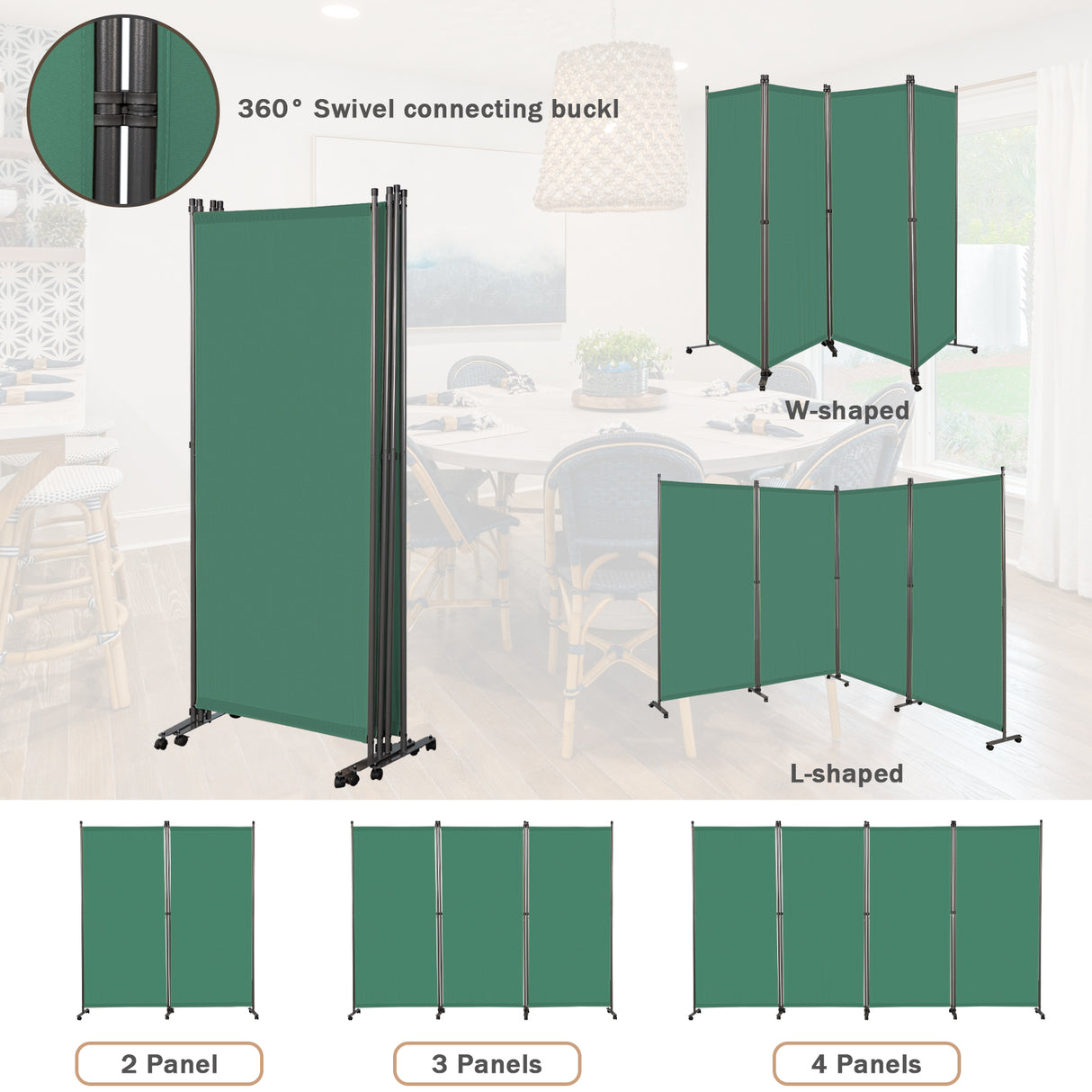 Angel Living Paravent Raumteiler 4 Teilig 324x180 cm, Faltbare Trennwand Spanische Wand, Dekorativer Paravent als Raumtrenner für Wohnzimmer Büro Balkon