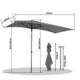 Angel Living Halbrunder Sonnenschirm 235x122cm für Balkon & Terrasse, Schwenkbar links/rechts, Aluminium-Kurbel, UV-Schutz