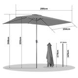 Angel Living 200 x 300 cm Sonnenschirm Rechteckig Marktschirm Terrassenschirm aus Metall mit Kurbel und Neigung für Gartenterrasse,mit UV-Schutz 40+