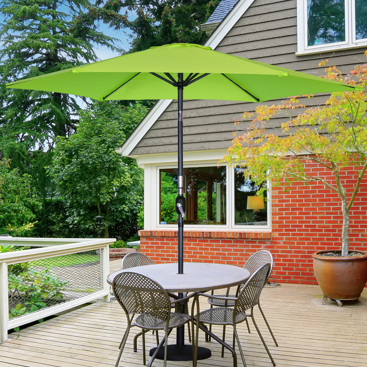 Angelo Living Parasol s 300 cm Giardino Umbrella Mercato Umbrella Umbrella Umbrella Taupe Round Sunshade Crema solare in alluminio e poliestere UV50