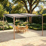 Angel Living Pergola aus einer Stahl-Aluminium-Kombination, 3 x 4 m, mit Einziehbarem Dach, Wasserdichtes Dach ohne Einfassung aus Polyester mit PU-Beschichtung, UV-beständig, für den Außenbereich: Garten, Terrasse (Cremegelb)