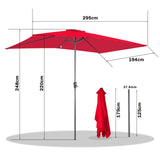 Angel Living 200 x 300 cm Sonnenschirm Rechteckig Marktschirm Terrassenschirm aus Metall mit Kurbel und Neigung für Gartenterrasse,mit UV-Schutz 40+
