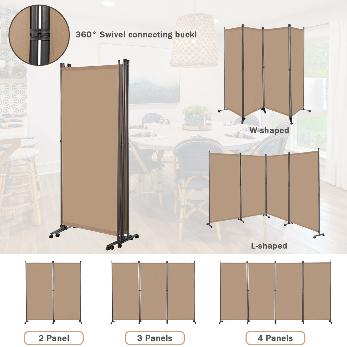 Angel Living Paravent Raumteiler 4 Teilig 324x180 cm, Faltbare Trennwand Spanische Wand, Dekorativer Paravent als Raumtrenner für Wohnzimmer Büro Balkon