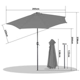 Angel Living 2.7M Halber Sonnenschirm mit Kurbel und Neigbar, UV-Schutz Marktschirm für Terrasse,Poolbereich,Balkon & Garten
