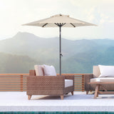 Angel Living Sonnenschirm 2M mit Kurbel und Neigbar, Gartenschirm Marktschirm Terrassenschirm Taupe Rund Sonneschirm Sonnenschutz aus Polyester UV50+