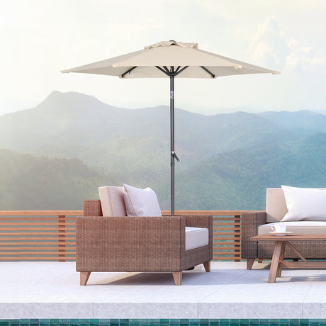 Angel Living Sonnenschirm 2M mit Kurbel und Neigbar, Gartenschirm Marktschirm Terrassenschirm Taupe Rund Sonneschirm Sonnenschutz aus Polyester UV50+