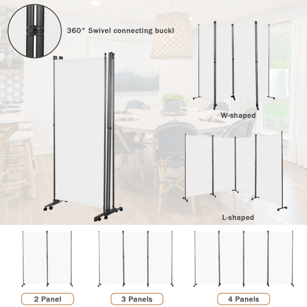 Angel Living Paravent Raumteiler 4 Teilig 324x180 cm, Faltbare Trennwand Spanische Wand, Dekorativer Paravent als Raumtrenner für Wohnzimmer Büro Balkon