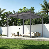 Angel Living Pergola aus einer Stahl-Aluminium-Kombination mit einziehbarem Dach, wasserdichtes Dach aus Polyester mit PU-Beschichtung, UV-beständig, für den Außenbereich: Garten, Terrasse
