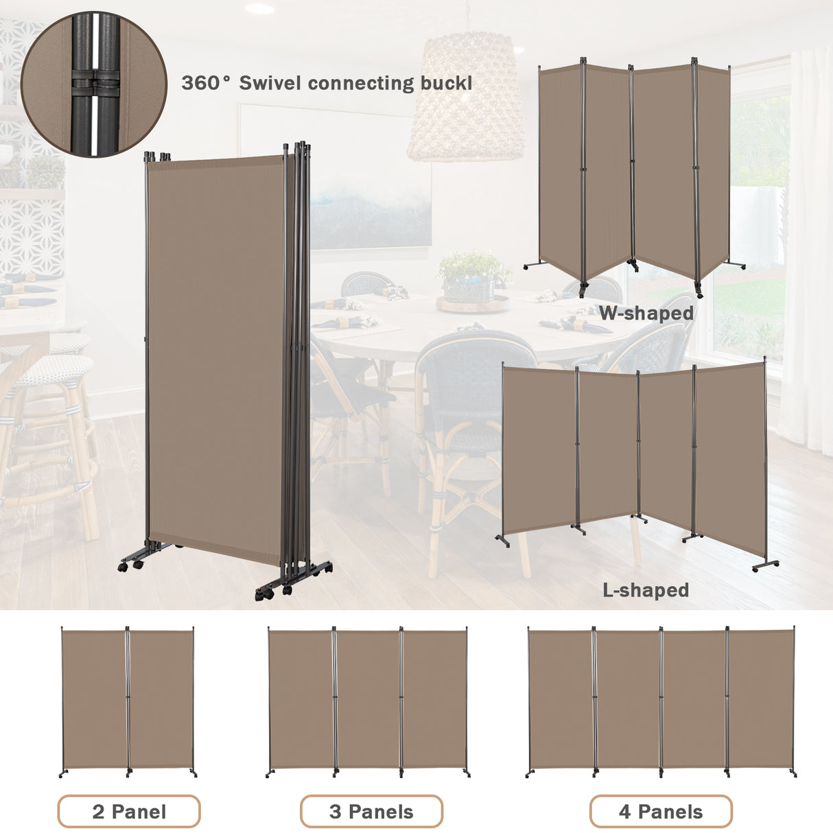 Angel Living Paravent Raumteiler 4 Teilig 324x180 cm, Faltbare Trennwand Spanische Wand, Dekorativer Paravent als Raumtrenner für Wohnzimmer Büro Balkon