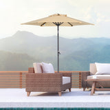 Angel Living Sonnenschirm 2M mit Kurbel und Neigbar, Gartenschirm Marktschirm Terrassenschirm Taupe Rund Sonneschirm Sonnenschutz aus Polyester UV50+