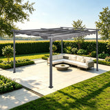 Angel Living Pergola aus einer Stahl-Aluminium-Kombination mit einziehbarem Dach, wasserdichtes Dach aus Polyester mit PU-Beschichtung, UV-beständig, für den Außenbereich: Garten, Terrasse