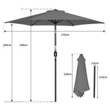 Angel Living parasol Ø 270 cm parasol de jardin parasol de marché parasol de jardin parasol rond taupe en aluminium, acier et polyester UV50 +