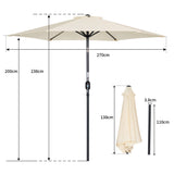 Angel Living parasol Ø 270 cm parasol de jardin parasol de marché parasol de jardin parasol rond taupe en aluminium, acier et polyester UV50 +