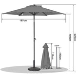 Angel Living Sonnenschirm 2M mit Kurbel und Neigbar, Gartenschirm Marktschirm Terrassenschirm Taupe Rund Sonneschirm Sonnenschutz aus Polyester UV50+