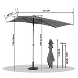 Angel Living Halbrunder Sonnenschirm 235x122cm für Balkon & Terrasse, Schwenkbar links/rechts, Aluminium-Kurbel, UV-Schutz