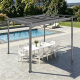 Angel Living Pergola aus einer Stahl-Aluminium-Kombination mit einziehbarem Dach, wasserdichtes Dach aus Polyester mit PU-Beschichtung, UV-beständig, für den Außenbereich: Garten, Terrasse