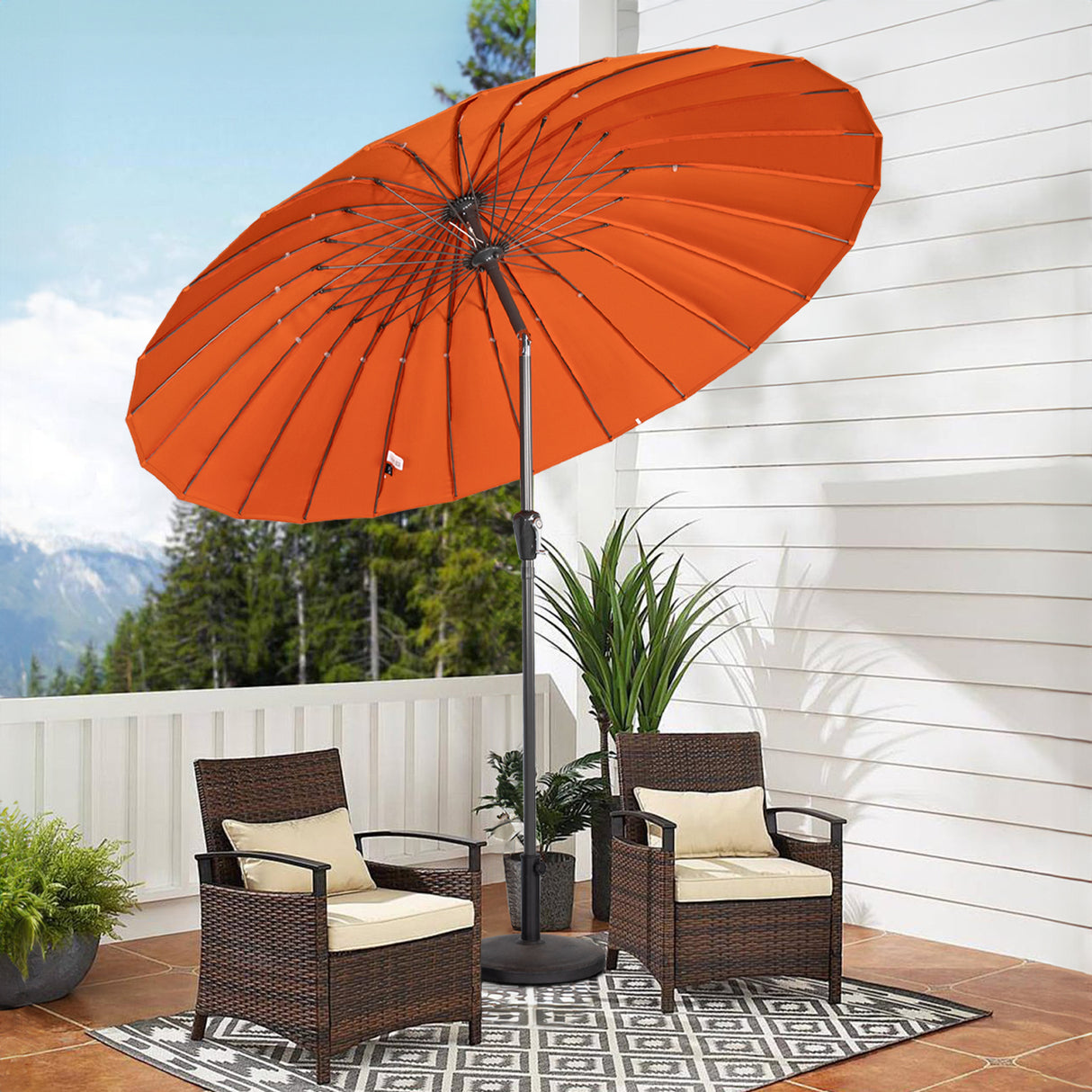 Angel Living Sonnenschirm Fiberglas 250cm mit Neigbar,UV 50+ Kurbelschirm Balkonschirm Marktschirm für Garten & Balkon