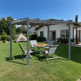 Pergola aus Aluminium in anthrazit, Dachrohre aus Stahl, Verstellbares Dach aus Polyester