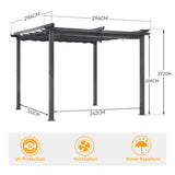 Angel Living Garten Pergola Pavillon Gartenpavillon aus Aluminium in anthrazit, Dachrohre aus Stahl, Verstellbares Dach aus Polyester