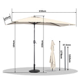 Angel Living Halbrunder Sonnenschirm 235x122cm für Balkon & Terrasse, Neigt Vorwärts/Rückwärts, Aluminium-Kurbel, UV-Schutz, Ideal für Garten, Terrasse, Balkon und Außenbereich