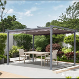 Pergola aus Aluminium in anthrazit, Dachrohre aus Stahl, Verstellbares Dach aus Polyester