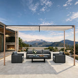 Angel Living Pergola aus einer Stahl-Aluminium-Kombination, 3 x 4 m, mit Einziehbarem Dach, Wasserdichtes Dach ohne Einfassung aus Polyester mit PU-Beschichtung, UV-beständig, für den Außenbereich: Garten, Terrasse (Cremegelb)