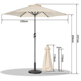 Angel Living Sonnenschirm 2.3M mit Kurbel und Neigbar, Gartenschirm Marktschirm Terrassenschirm Taupe Rund Sonneschirm Sonnenschutz aus Polyester UV50+