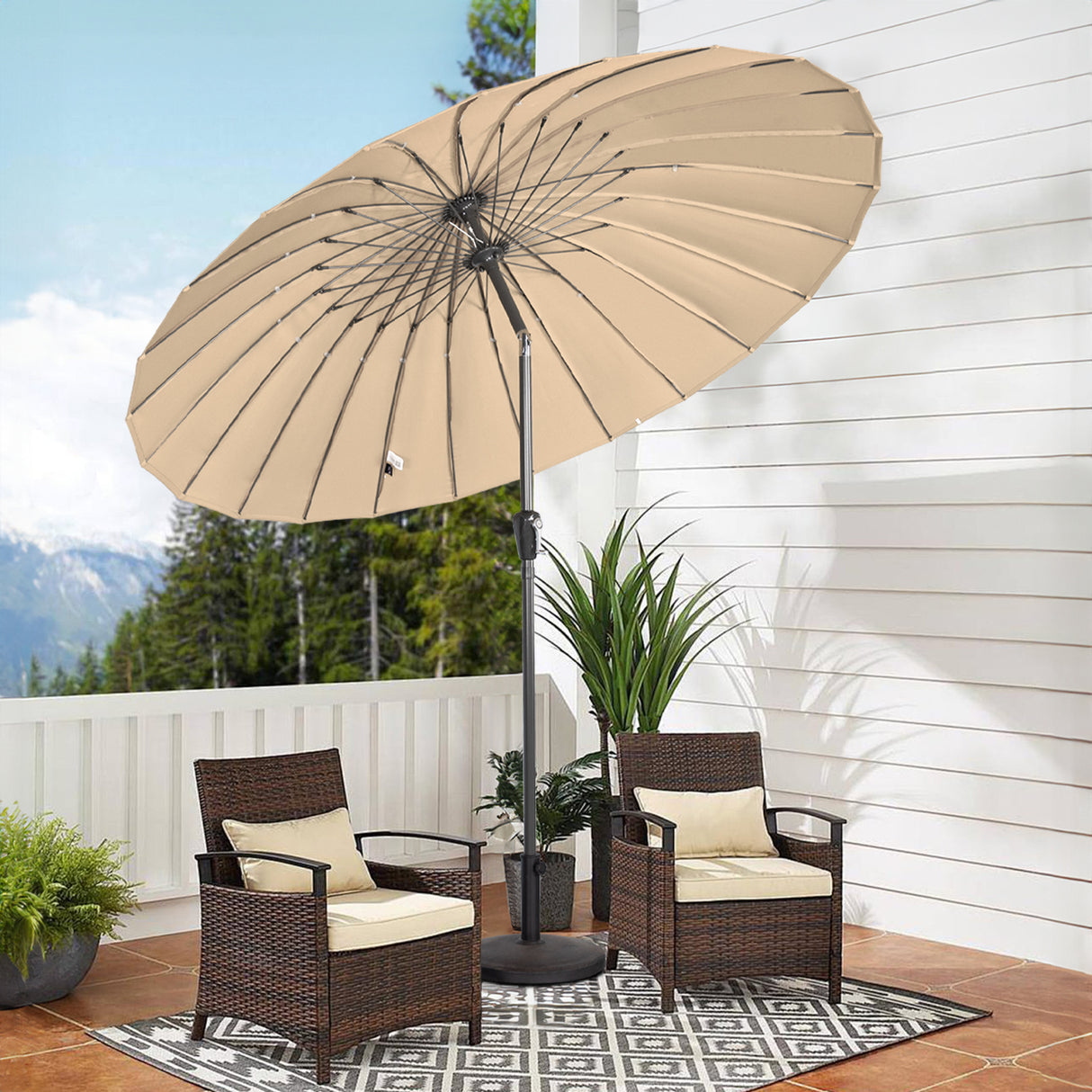 Angel Living Sonnenschirm Fiberglas 250cm mit Neigbar,UV 50+ Kurbelschirm Balkonschirm Marktschirm für Garten & Balkon
