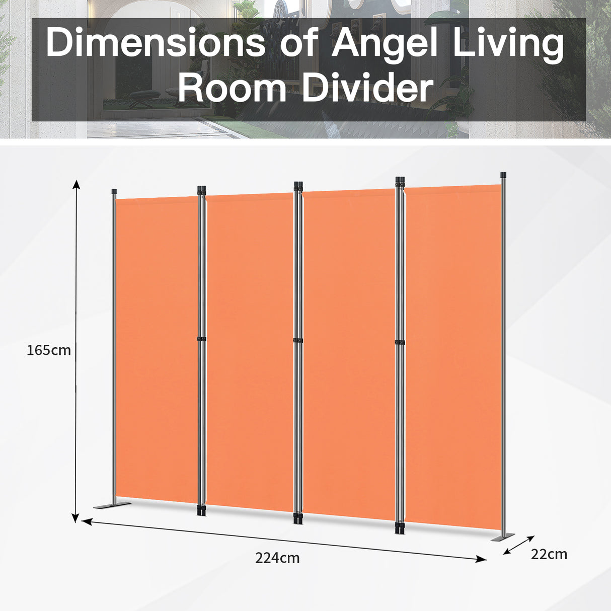 Angel Living Paravant 4pcsper écran, écran pliant Espace diviseur protection oculaire en acier et polyester