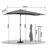 Angel Living Halbrunder Sonnenschirm 235x122cm für Balkon & Terrasse, Neigt Vorwärts/Rückwärts, Aluminium-Kurbel, UV-Schutz, Ideal für Garten, Terrasse, Balkon und Außenbereich
