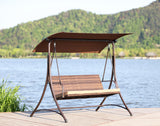 Gartenschaukel 159T, mit braunem Dach und gewebtem Rattanstuhl, 170x110x153cm (3 Sitze)