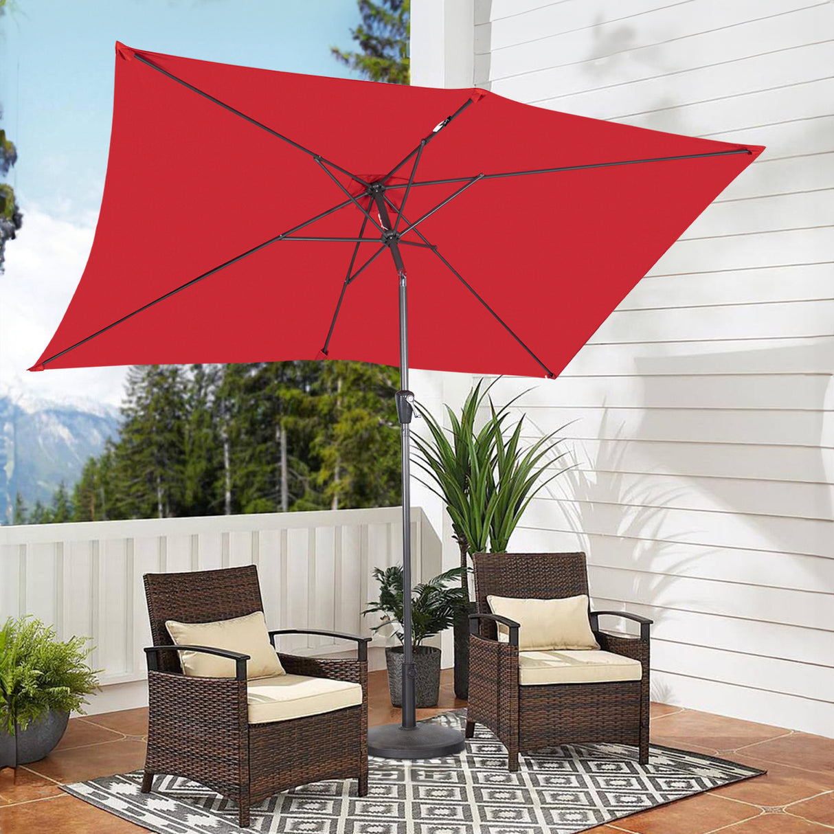 Angel Living 200 x 300 cm Sonnenschirm Rechteckig Marktschirm Terrassenschirm aus Metall mit Kurbel und Neigung für Gartenterrasse,mit UV-Schutz 40+