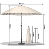 Angel Living Sonnenschirm Fiberglas 250cm mit Neigbar,UV 50+ Kurbelschirm Balkonschirm Marktschirm für Garten & Balkon