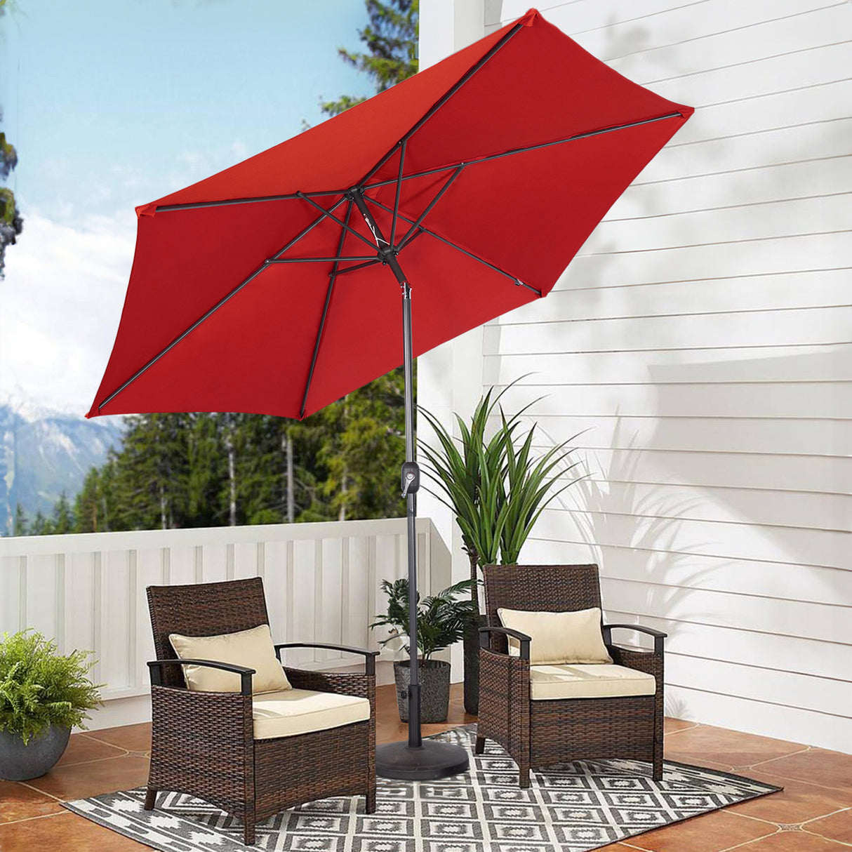 Angel Living Sonnenschirm Ø 300 cm Gartenschirm Marktschirm Terrassenschirm Taupe Rund Sonneschirm Sonnenschutz aus Metall und Polyester UV50+