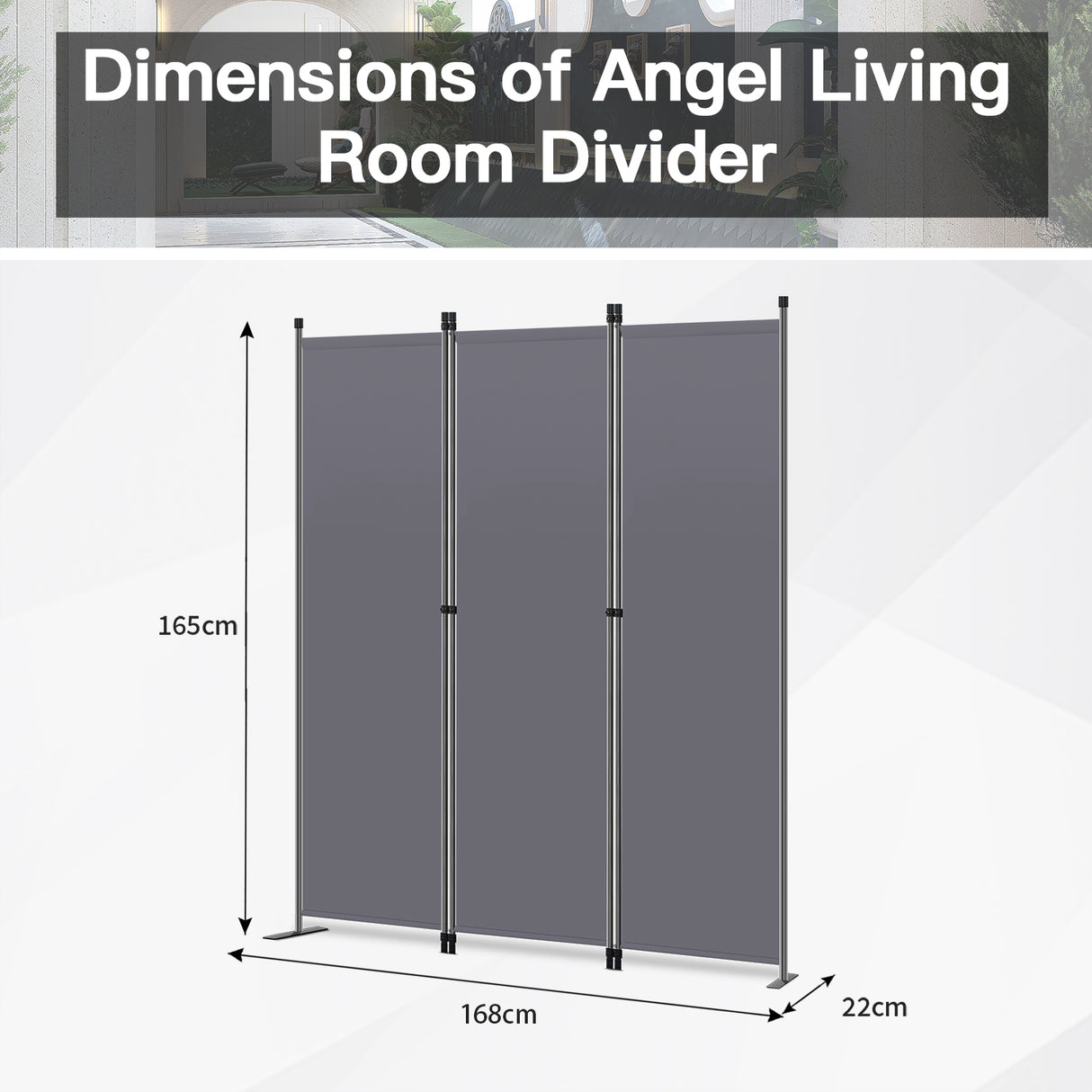 Angel Living Paravant 3tlg visual protection,valve screen space divider visual protection from steel and polyester