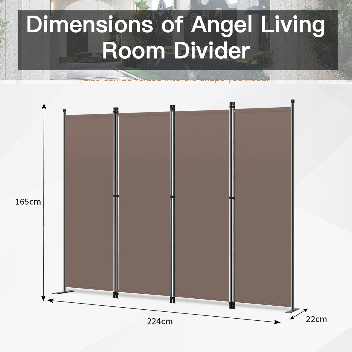 Angel Living Screen 4-part privacy screen, folding screen room divider privacy screen made of steel and polyester