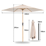 Angel Living Sonnenschirm Ø 300 cm Gartenschirm Marktschirm Terrassenschirm Taupe Rund Sonneschirm Sonnenschutz aus Aluminium und Polyester UV50+ (Cremegelb)