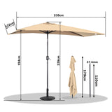 Angel Living Halbrunder Sonnenschirm 235x122cm für Balkon & Terrasse, Neigt Vorwärts/Rückwärts, Aluminium-Kurbel, UV-Schutz, Ideal für Garten, Terrasse, Balkon und Außenbereich