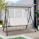 Angel Living Hollywoodschaukel 3-Sitzer Gartenschaukel mit Sonnendach und Sitzbezug 170 x 110 x 152 cm Weiß