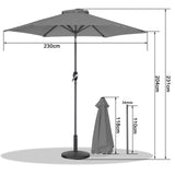 Angel Living Sonnenschirm 2.3M mit Kurbel und Neigbar, Gartenschirm Marktschirm Terrassenschirm Taupe Rund Sonneschirm Sonnenschutz aus Polyester UV50+