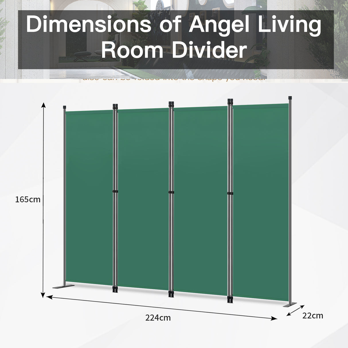 Angel Living Paravant 4pcsper écran, écran pliant Espace diviseur protection oculaire en acier et polyester