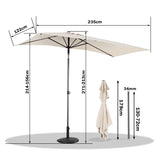 Angel Living Halbrunder Sonnenschirm 235x122cm für Balkon & Terrasse, Schwenkbar links/rechts, Aluminium-Kurbel, UV-Schutz
