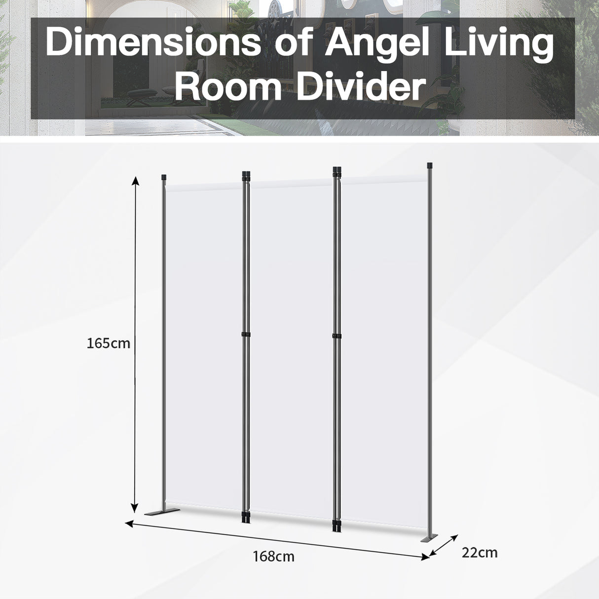 Angel Living Paravent 3tlg Sichtschutz,Faltbildschirm Raumteiler Sichtschutz aus Stahl und Polyester